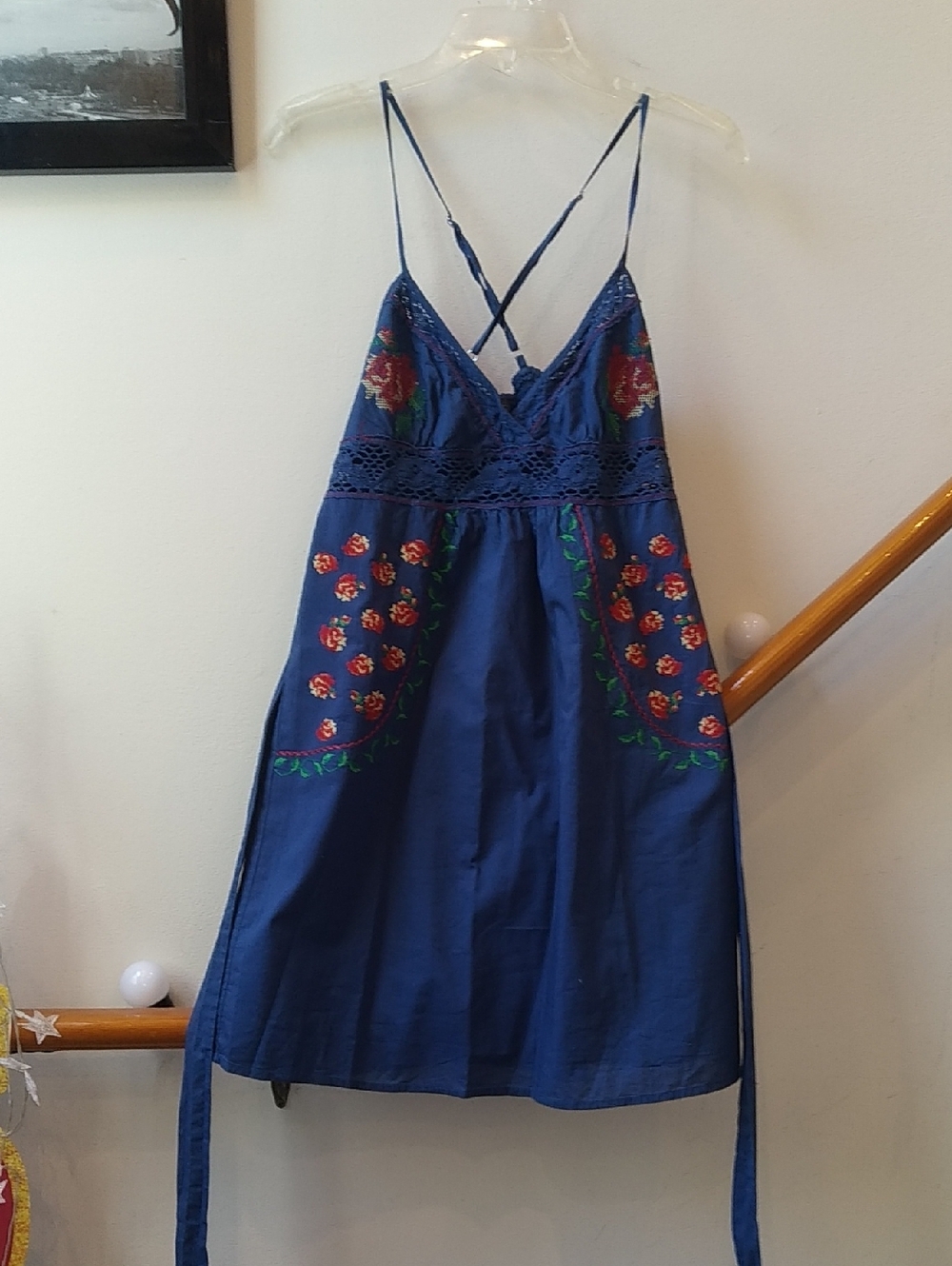 Forever 21 Blue Embroidered Strapless Sundress